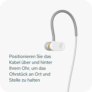 Befestigen Sie das Ohrstück und tragen Sie es wie einen Kopfhörer